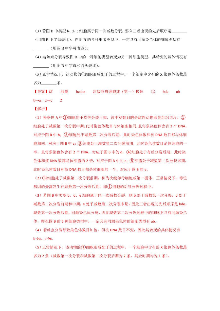 2020-2021学年高三生物一轮复习专题12 减数分裂与受精作用（练）