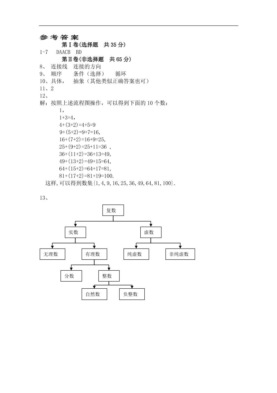 北师大版高三数学选修1-2第二章《框图(一)》同步练习卷及答案