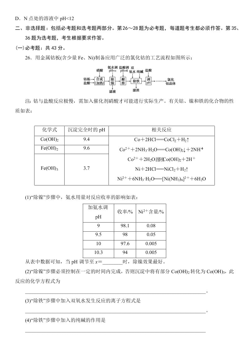 2020届新课标Ⅲ卷冲刺高考化学考前预热卷（二）（Word版附答案）