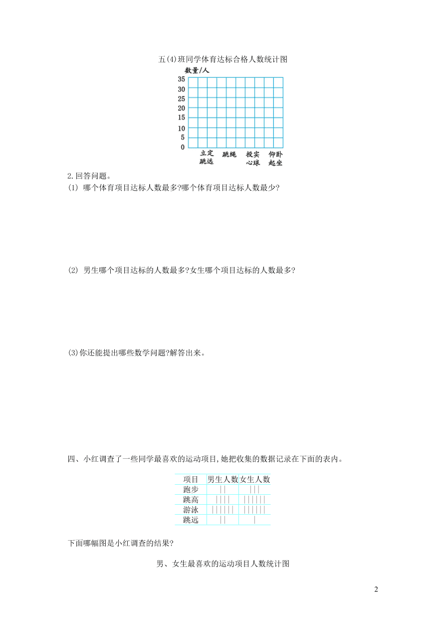 四年级数学上册六条形统计图单元测试卷（西师大版）