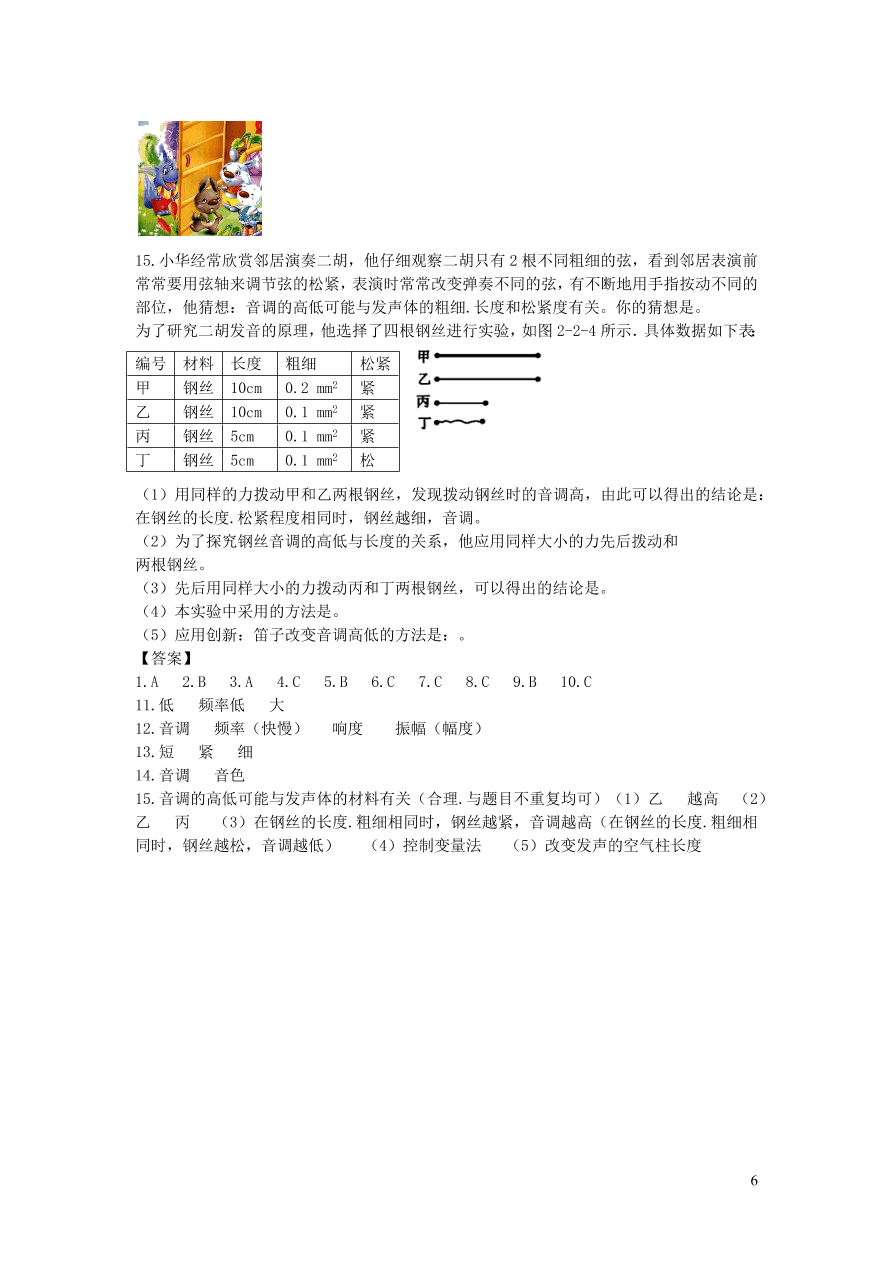 2020秋八年级物理上册2.2声音的特性教案及同步练习（新人教版）