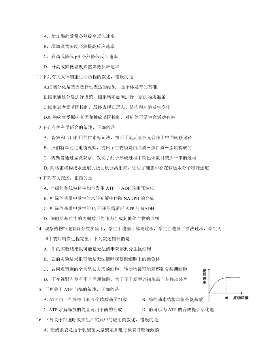 江西省南昌市第二中学2021届高三生物上学期第四次考试试题（Word版附答案）