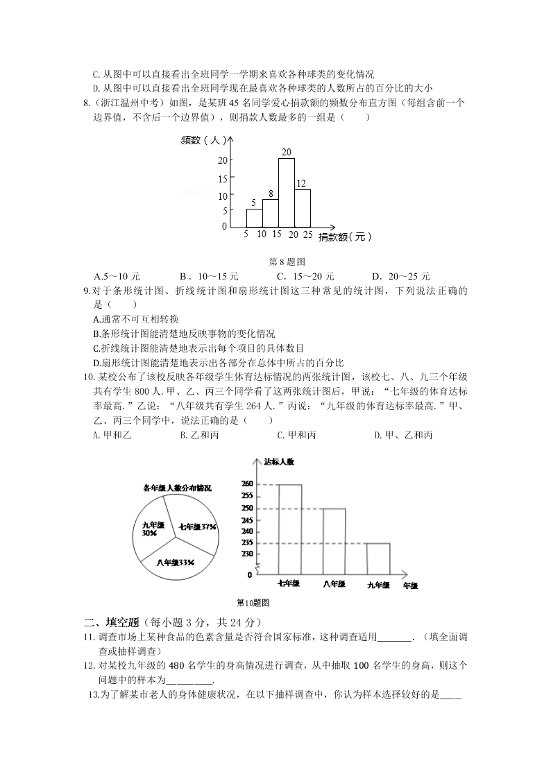 七年级上册数学第六章数据的收集与整理测试题及答案含解析