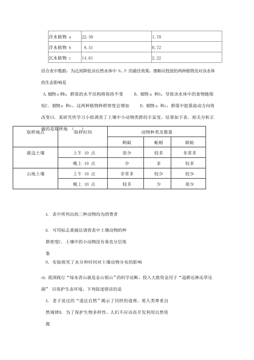 山东省日照市第一中学2020届高三生物上学期期中试题（Word版附答案）