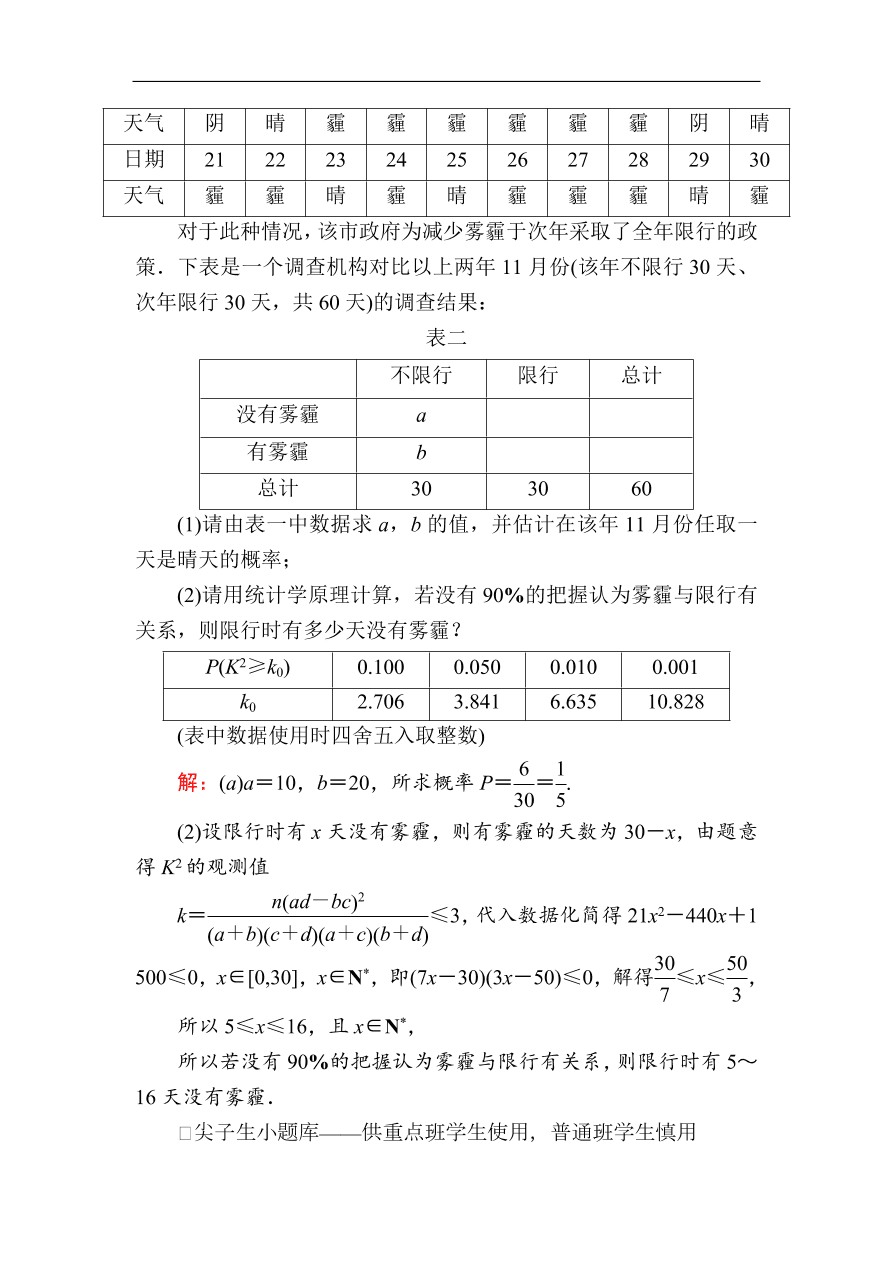 2020版高考数学人教版理科一轮复习课时作业61 变量间的相关关系、统计案例（含解析）