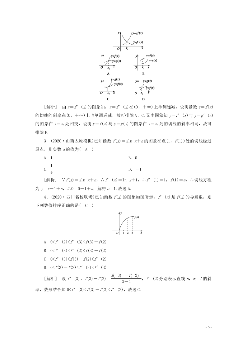 2021版高考数学一轮复习 第二章14导数的概念及运算 练案（含解析）