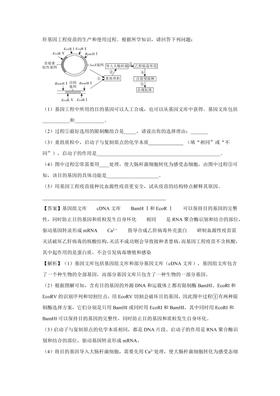 2020-2021学年高考生物精选考点突破专题19 基因工程及生物技术的伦理问题