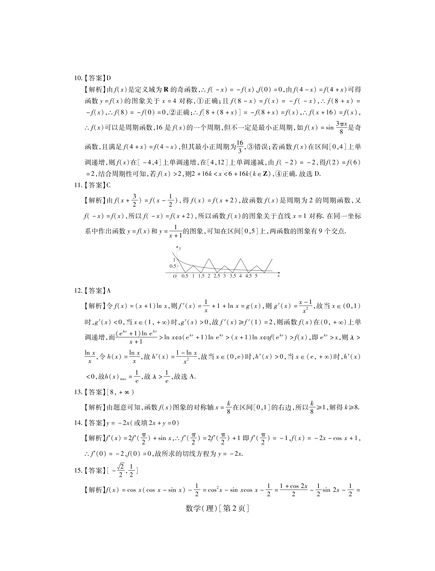 山西省运城市高中联合体2021届高三（理）数学10月月考试题（pdf版）