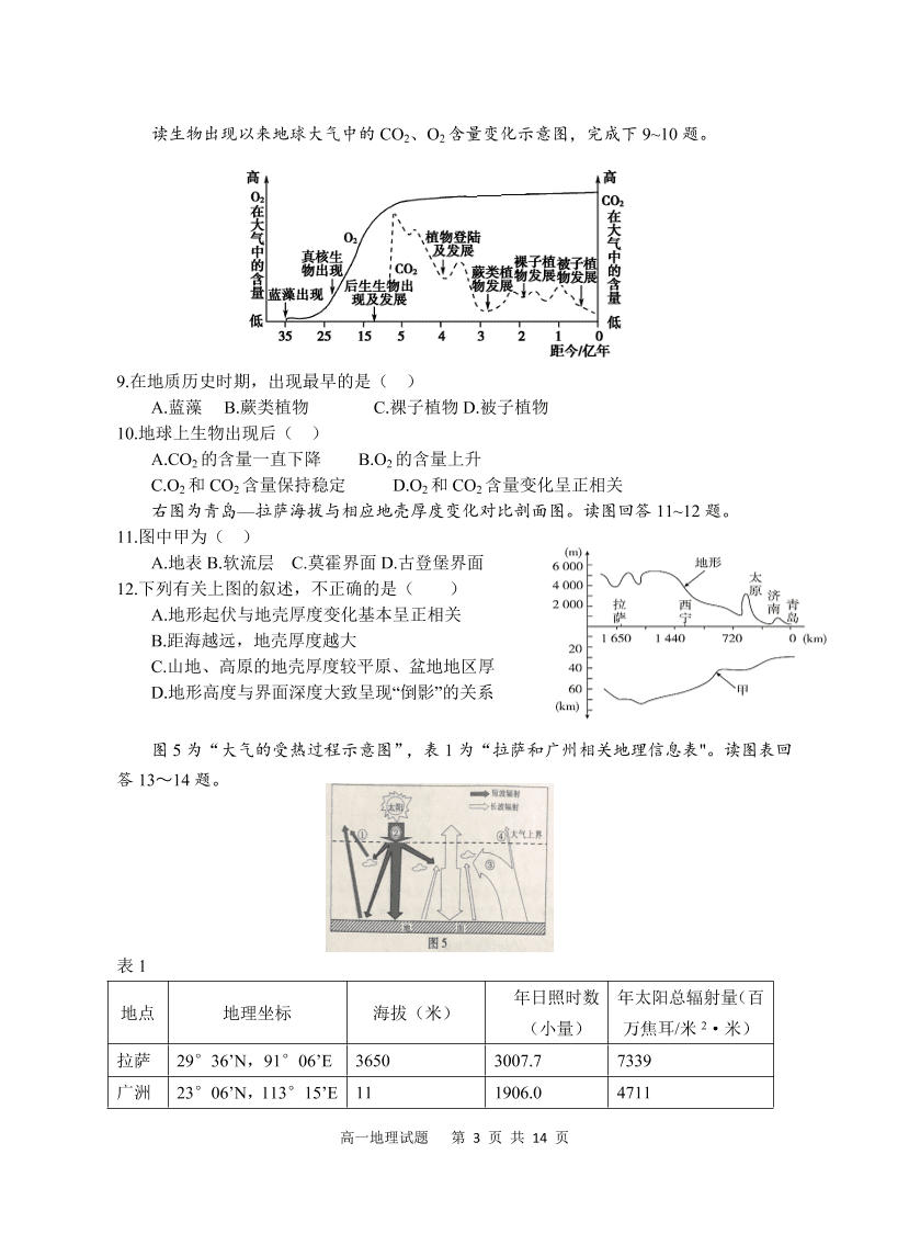 江苏省盐城四县2020-2021高一地理上学期期中联考试题（Word版附答案）