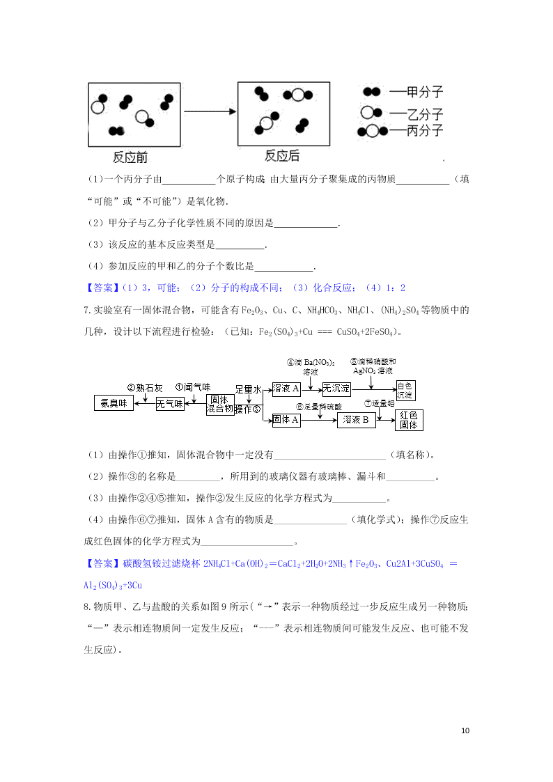 九年级化学考点复习专题训练十化学方程式试题