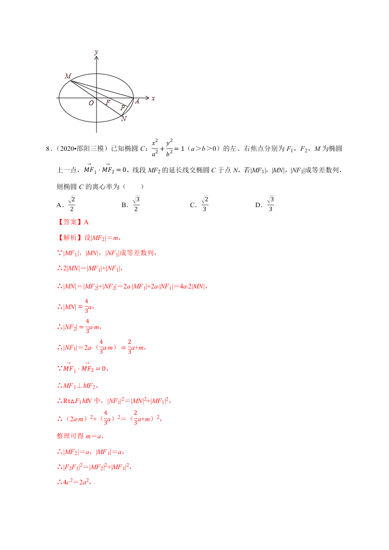 2020-2021学年高考数学（理）考点：椭圆