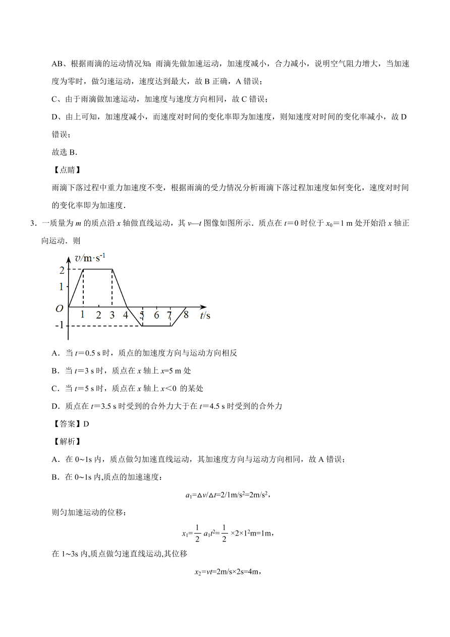 2020-2021学年高一物理课时同步练（人教版必修1）4-3 牛顿第二定律