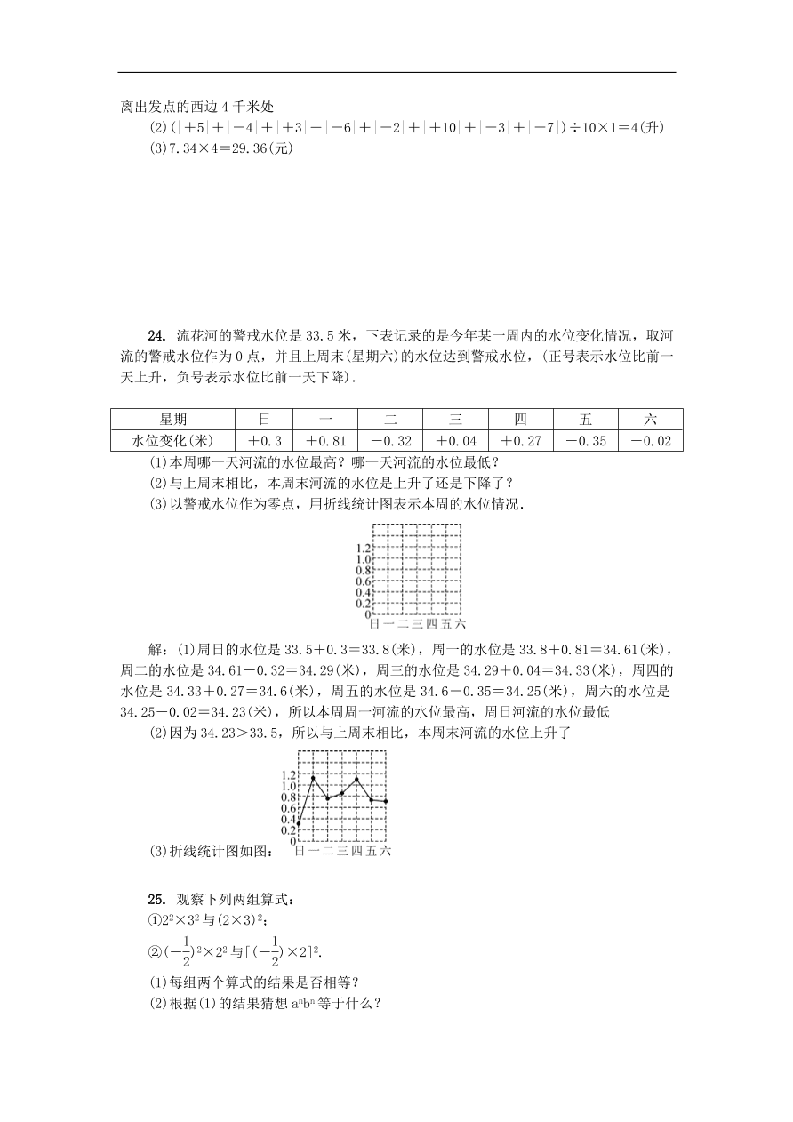 北师大版七年级数学上册第二章《有理数及其运算》练习题及答案