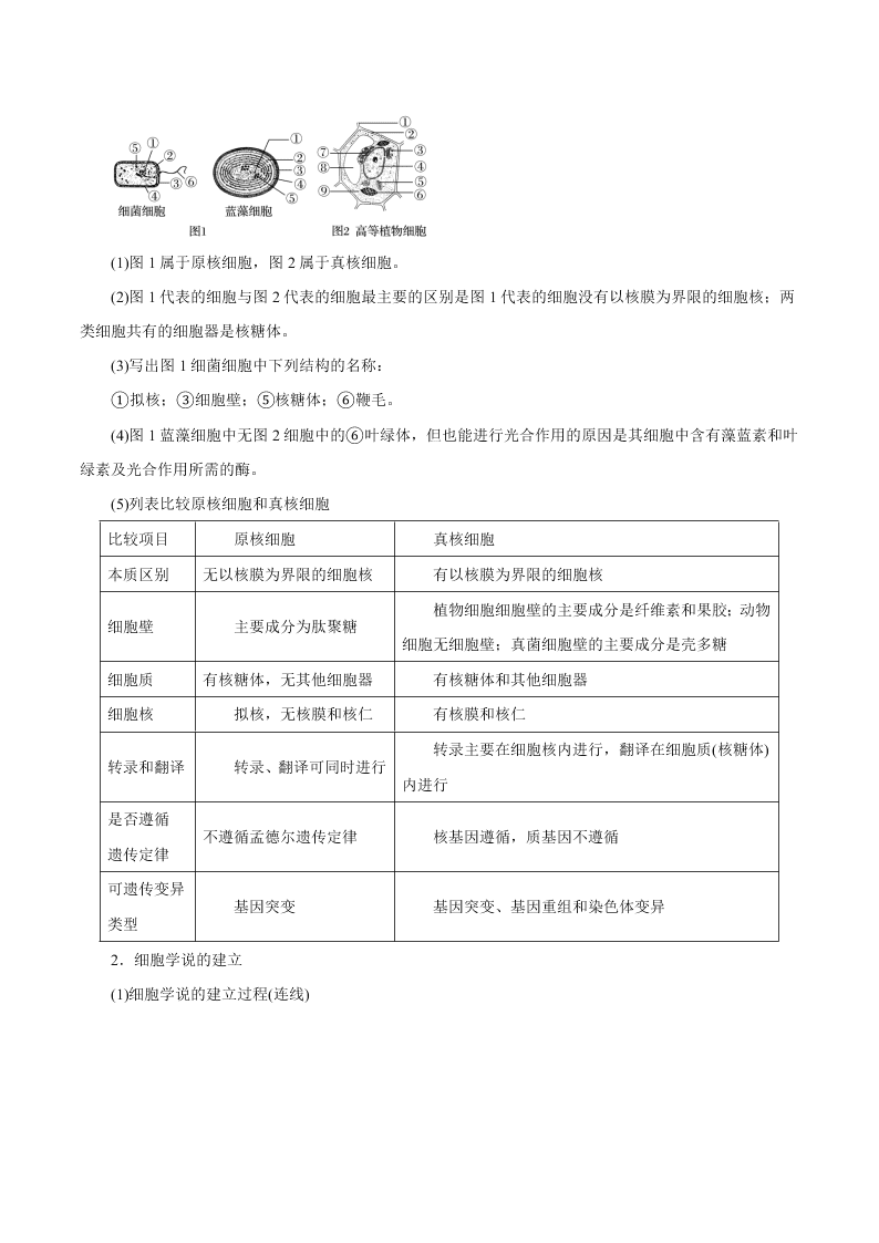 2020-2021年高考生物一轮复习知识点讲解专题1-1 走进细胞