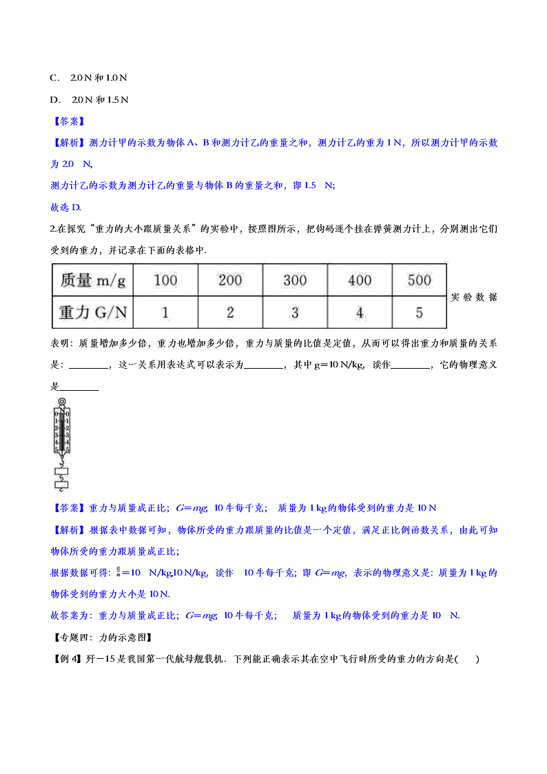 2020人教版初二物理重点知识专题训练：力