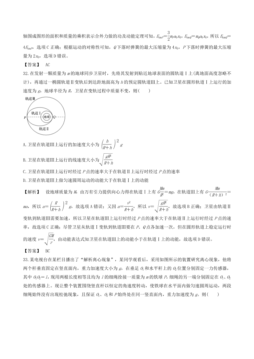 2021年高三物理选择题强化训练专题三 力学中的曲线运动