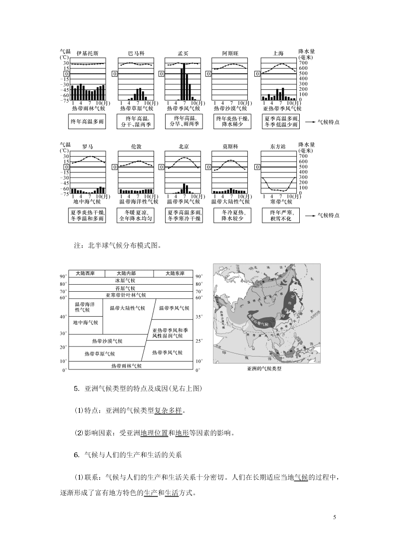 新人教版七年级（上）历史与社会第二单元人类共同生活的世界2.2自然环境知识点