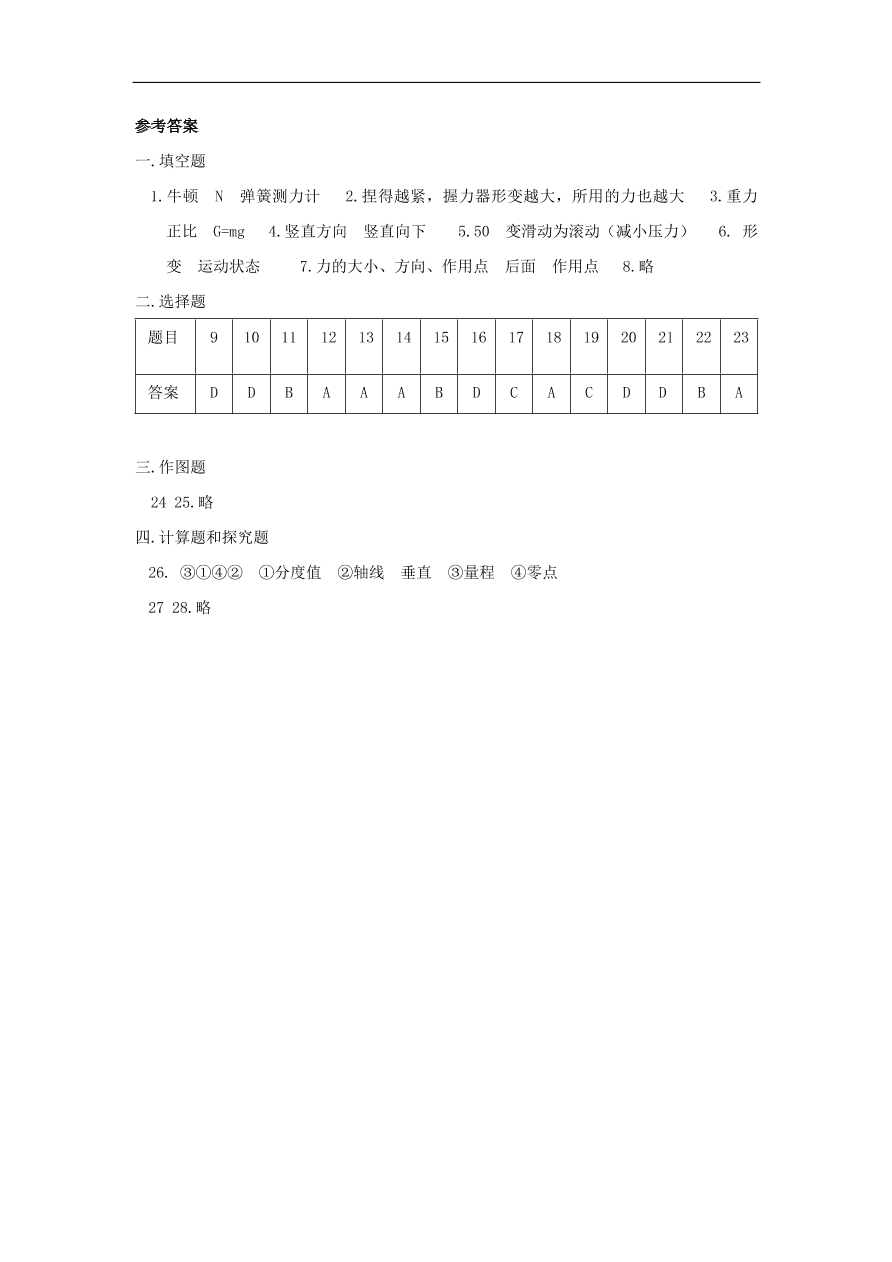 八年级物理下册 第七章 力试题（含答案）