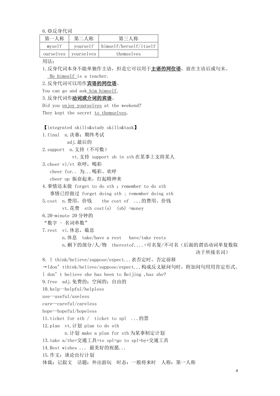 八年级英语上册Unit3Adayout重要知识点（牛津版）