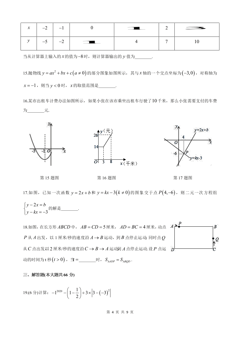 湖南省长沙市广益实验中学2019-2020学年度第二学期八年级期末考试数学试卷（word版， 无答案）