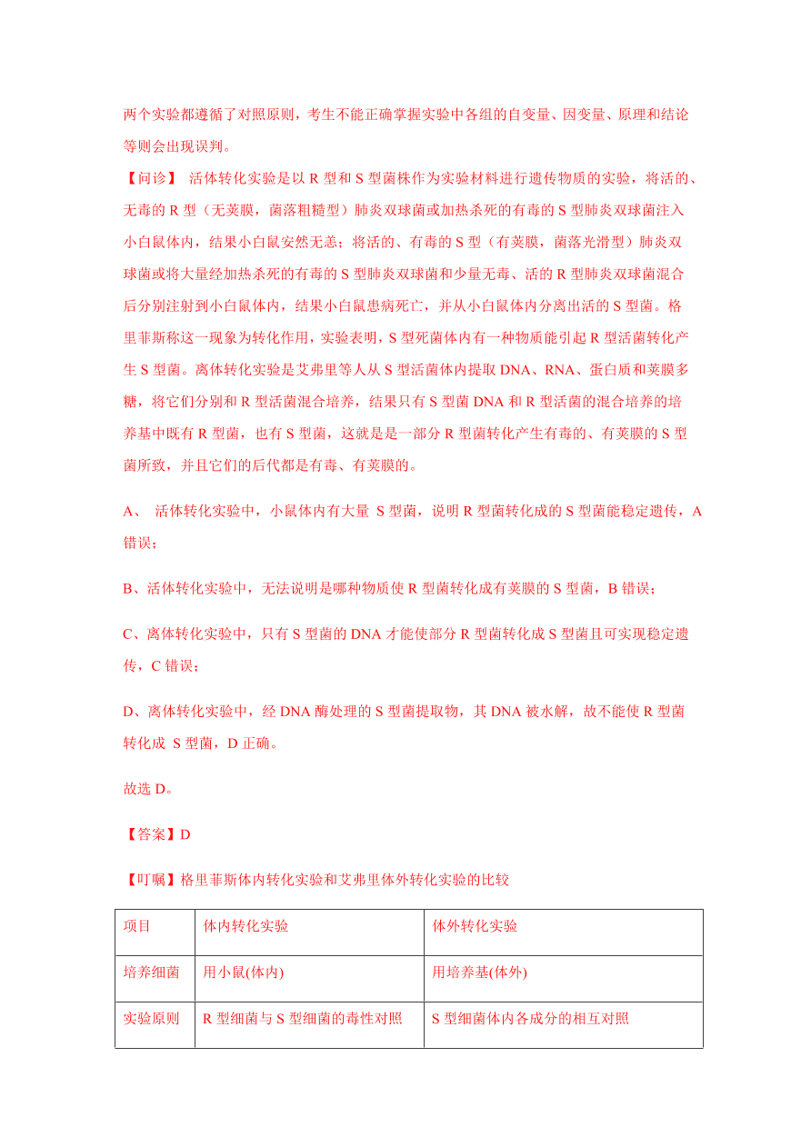 2020-2021学年高三生物一轮复习易错题06 遗传的分子基础