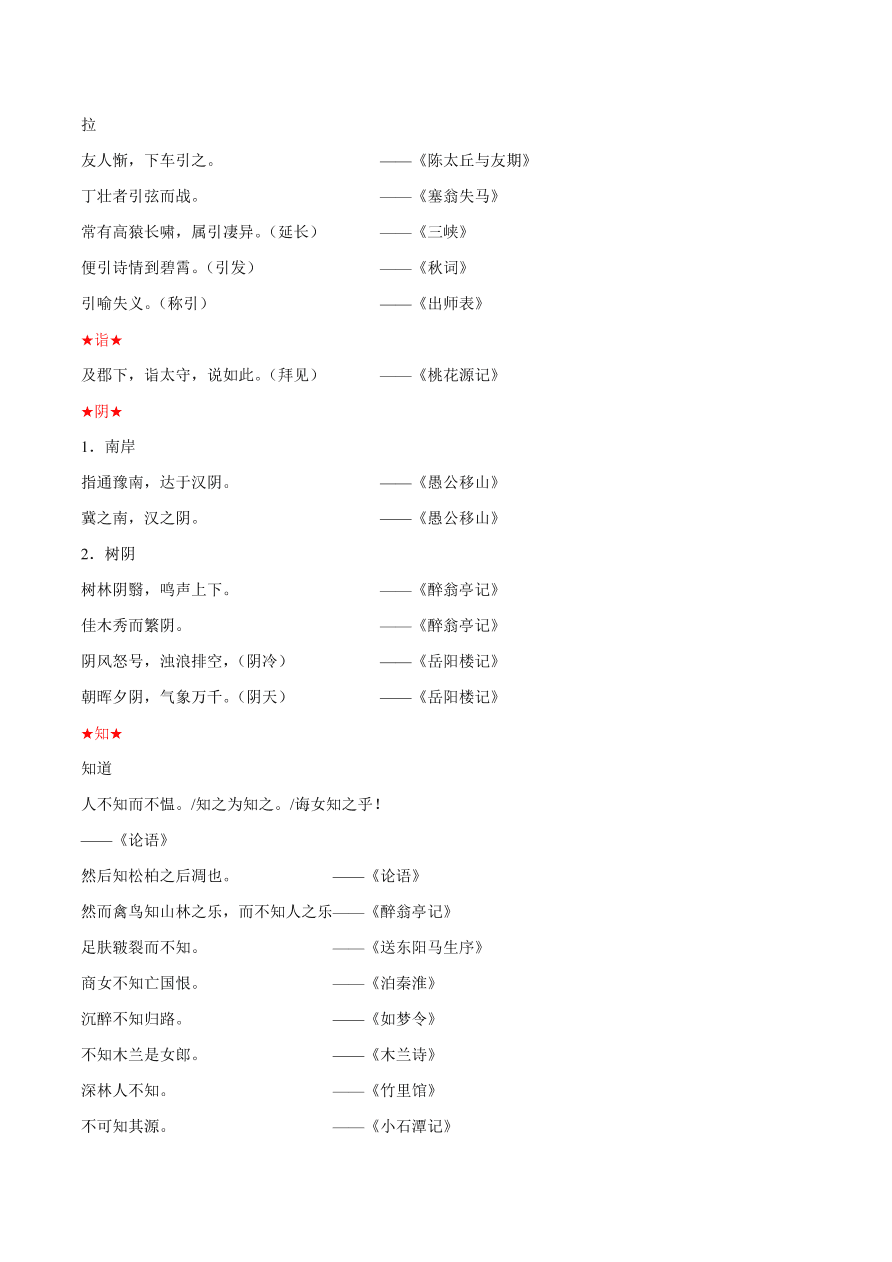 2020-2021年初三语文文言文考点及答题技巧02：实词用法及意义