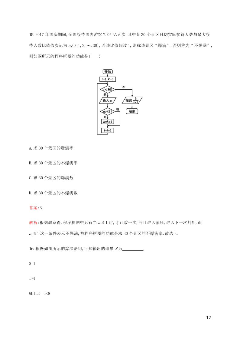 2021高考数学一轮复习考点规范练：53算法初步（含解析）