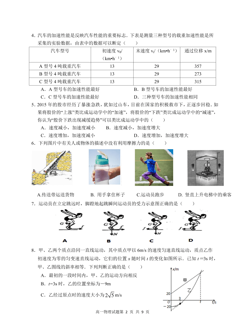 江苏省盐城四县2020-2021高一物理上学期期中联考试题（Word版附答案）