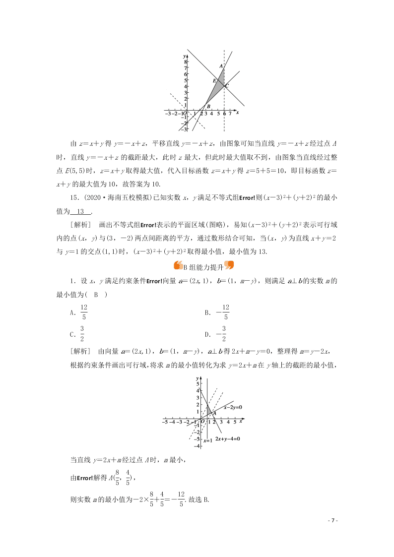 2021版高考数学一轮复习 第六章40简单的线性规则 练案（含解析）