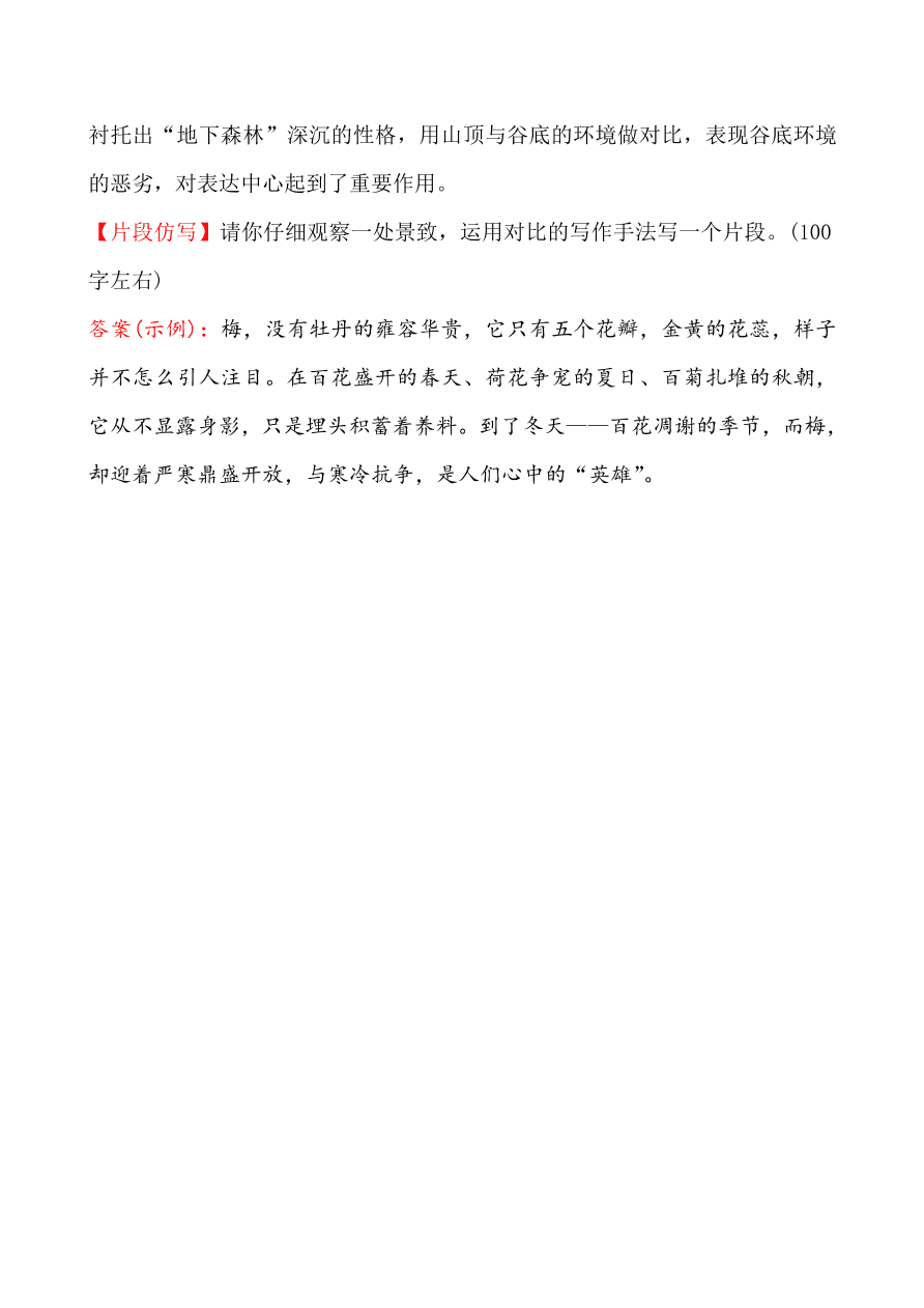 鲁教版九年级语文上册《8地下森林断想》同步练习题及答案