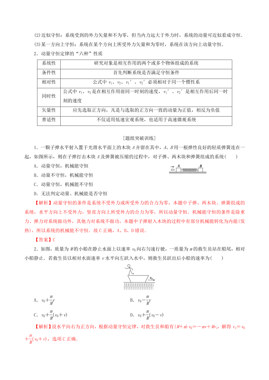 2020-2021年高考物理重点专题讲解及突破07：碰撞与动量守恒