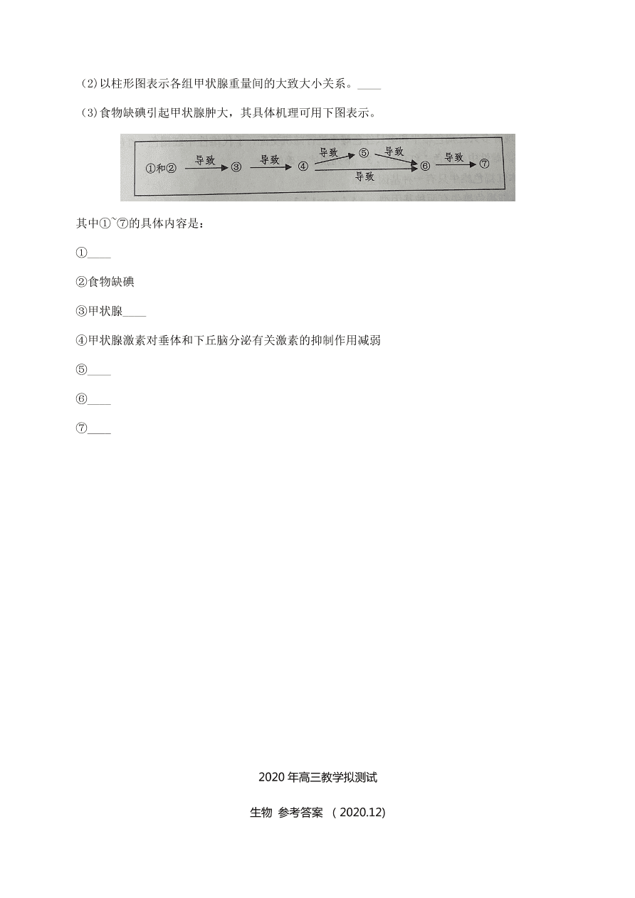 浙江省嘉兴市2021届高三生物12月测试试题（附答案Word版）