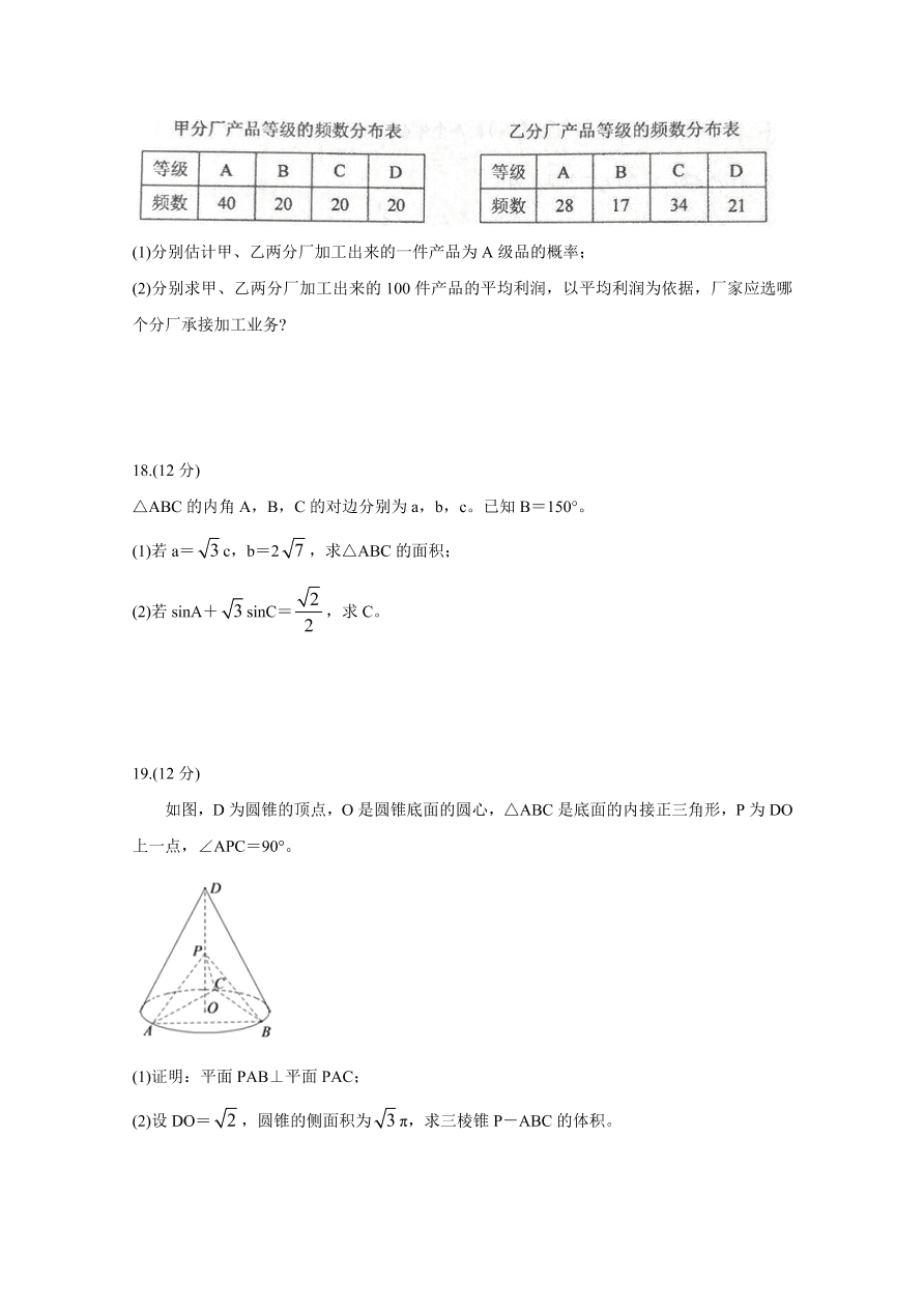 2020年高考数学文科（全国卷Ⅰ） (含答案）