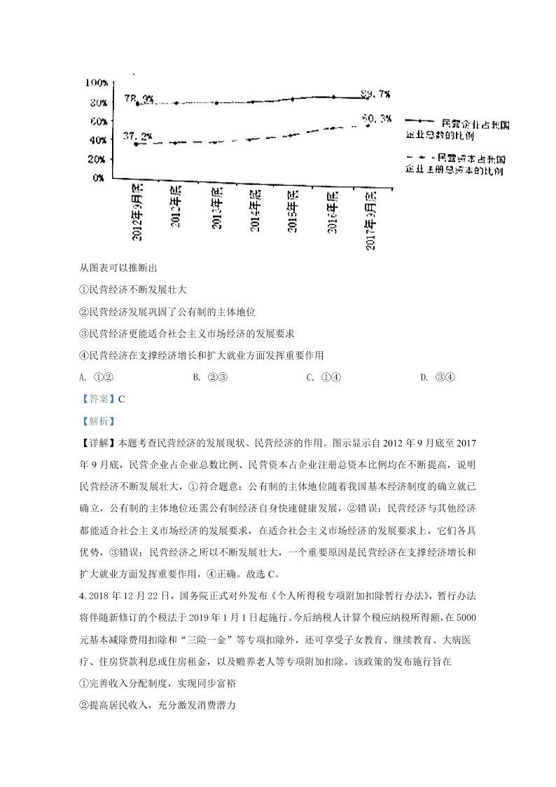 山东省烟台市2019届高三政治5月适应性试卷（二）（Word版附解析）