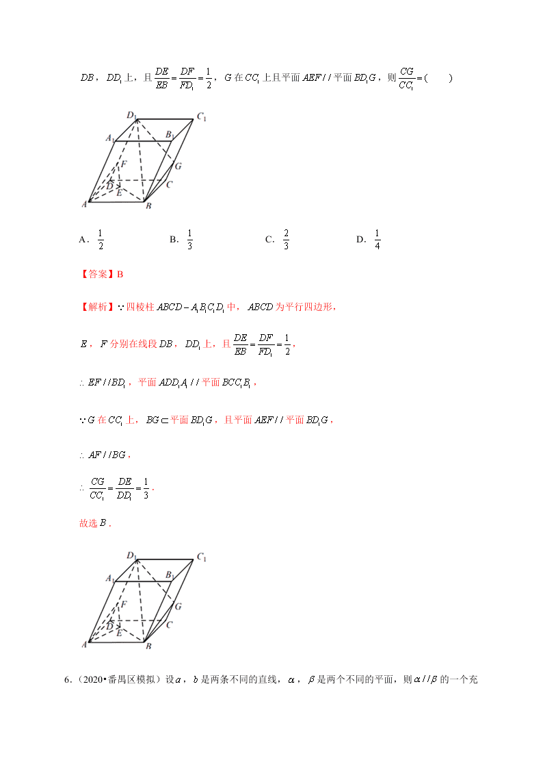 2020-2021学年高考数学（理）考点：直线、平面平行的判定与性质