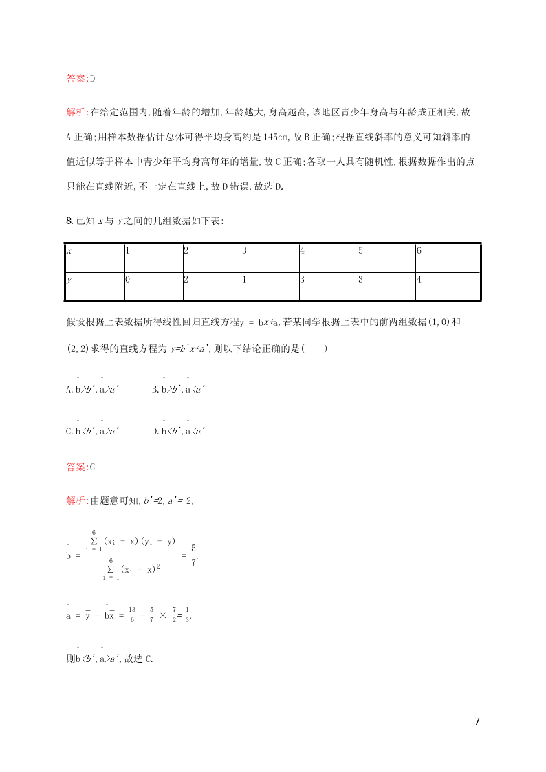 2021高考数学一轮复习考点规范练：56变量间的相关关系（含解析）