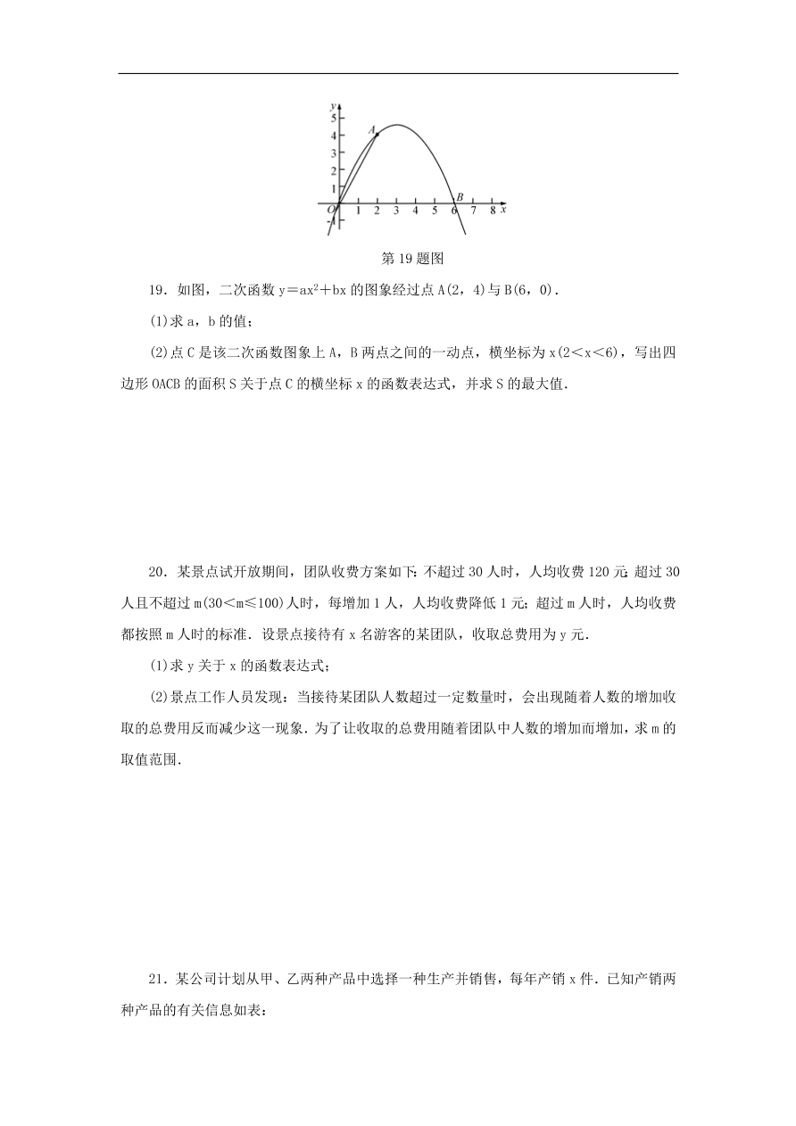 中考数学总复习阶段检测4二次函数试题