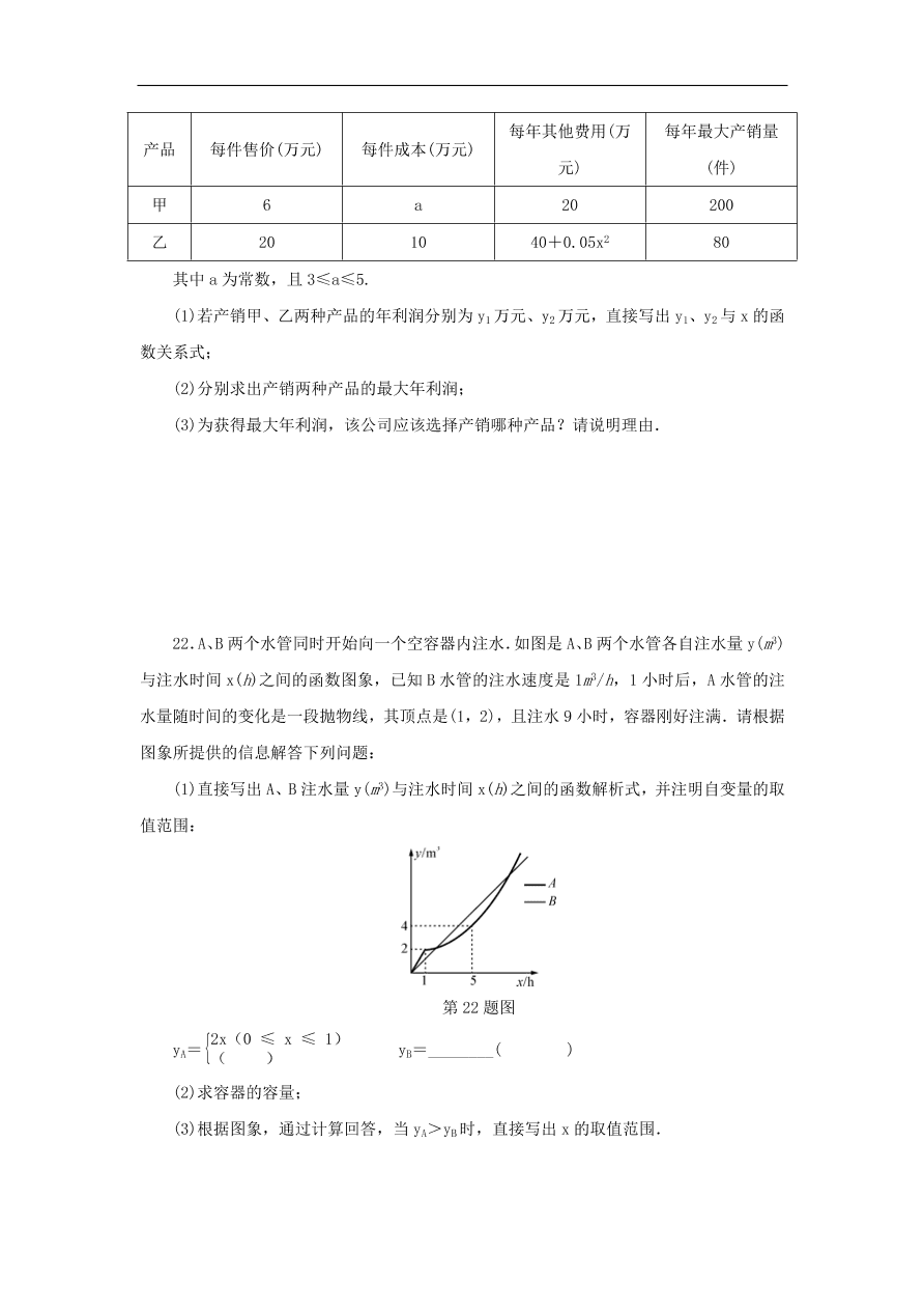 中考数学总复习阶段检测4二次函数试题（含答案）