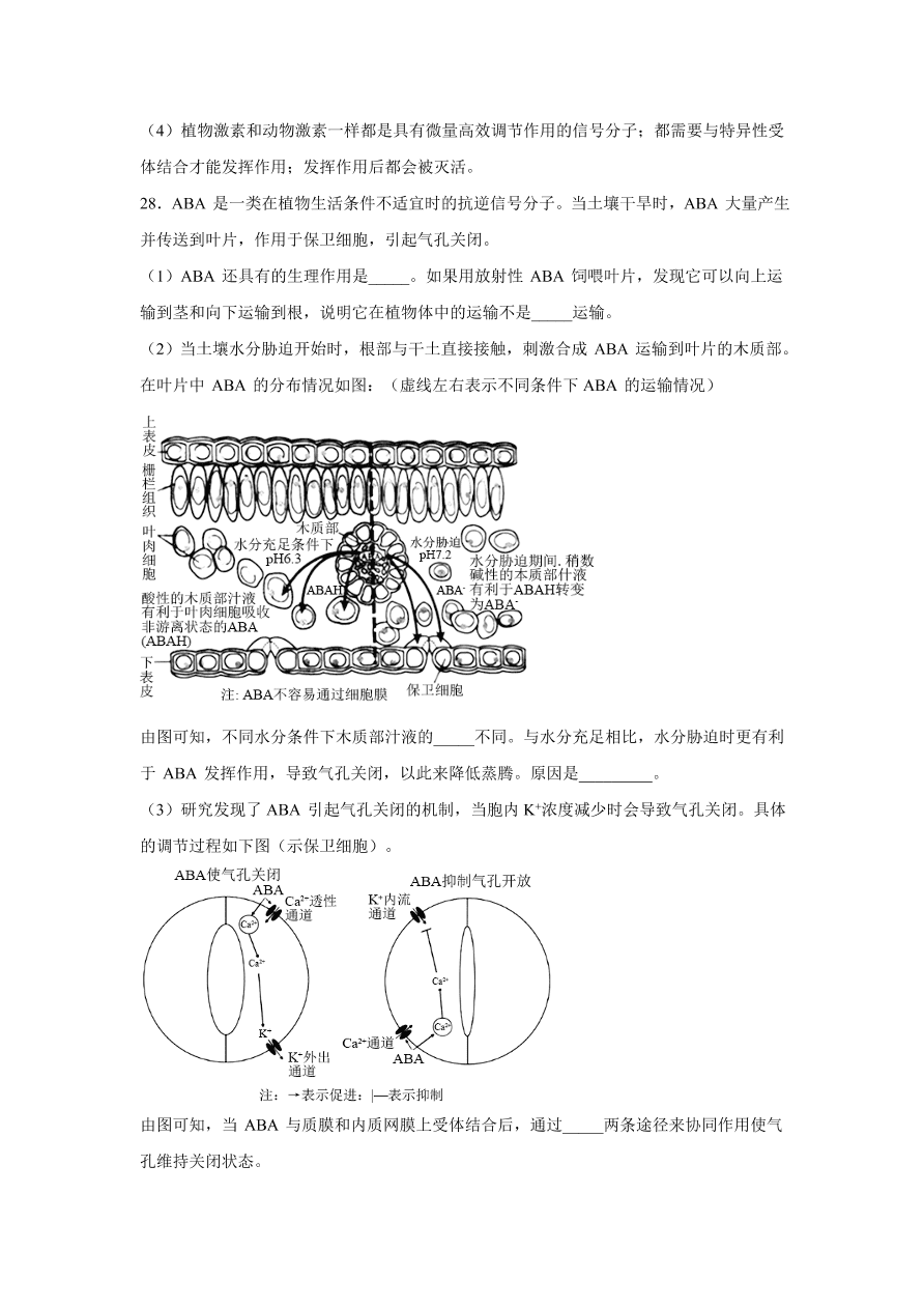 2020-2021学年高考生物精选考点突破专题13 植物的激素调节