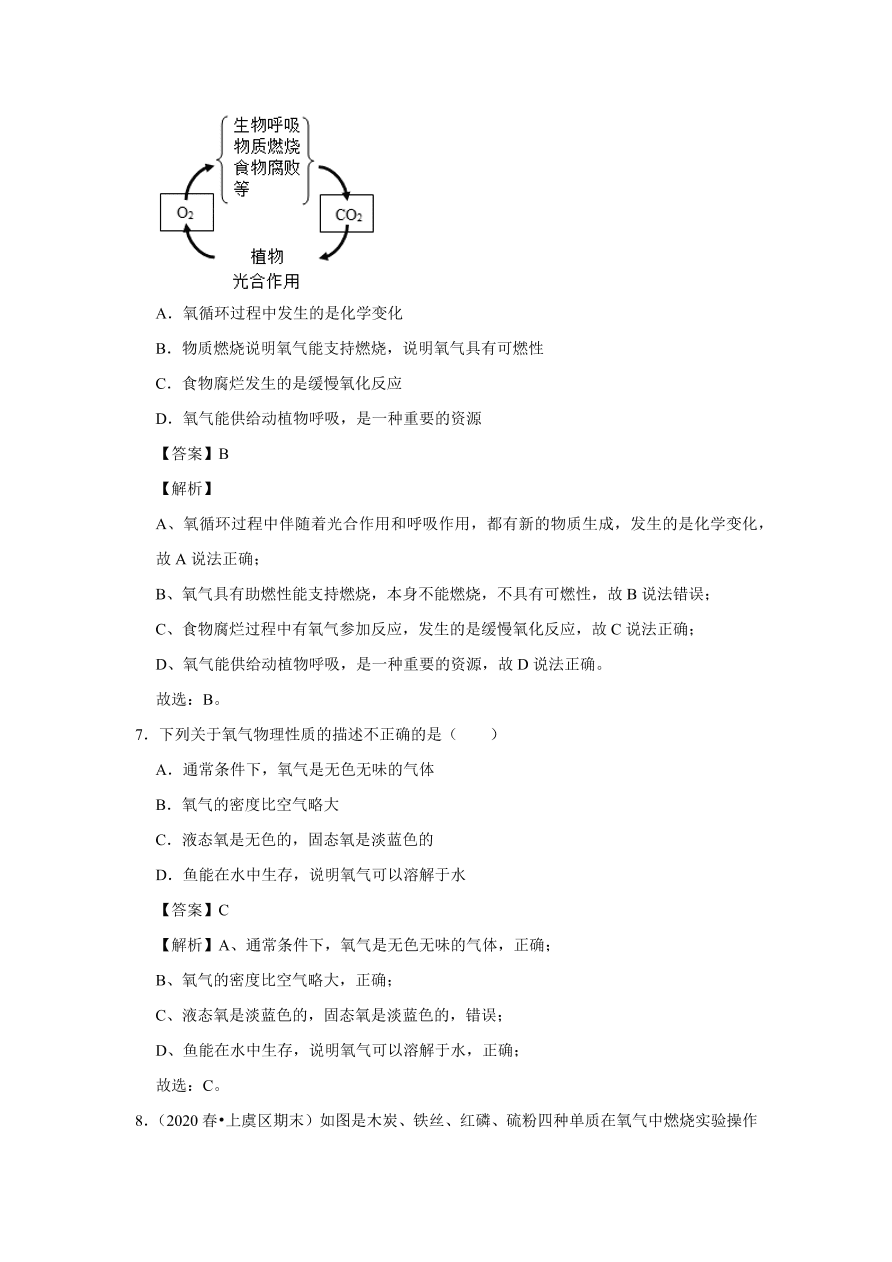 2020-2021学年人教版初三化学上学期单元复习必杀50题第二单元 我们周围的空气