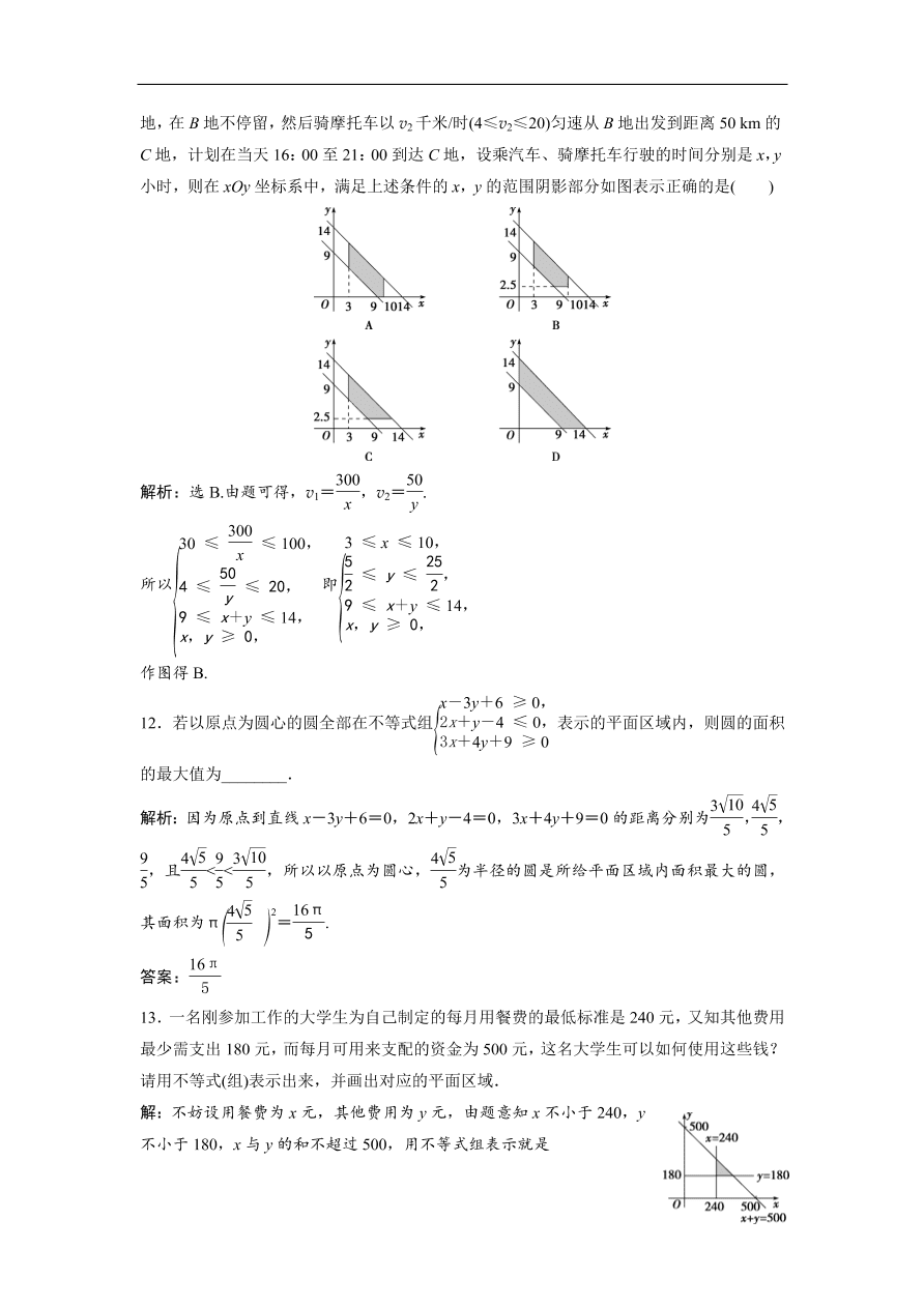 北师大版高中数学必修五达标练习 第3章 4.1 二元一次不等式（组）与平面区域（含答案）