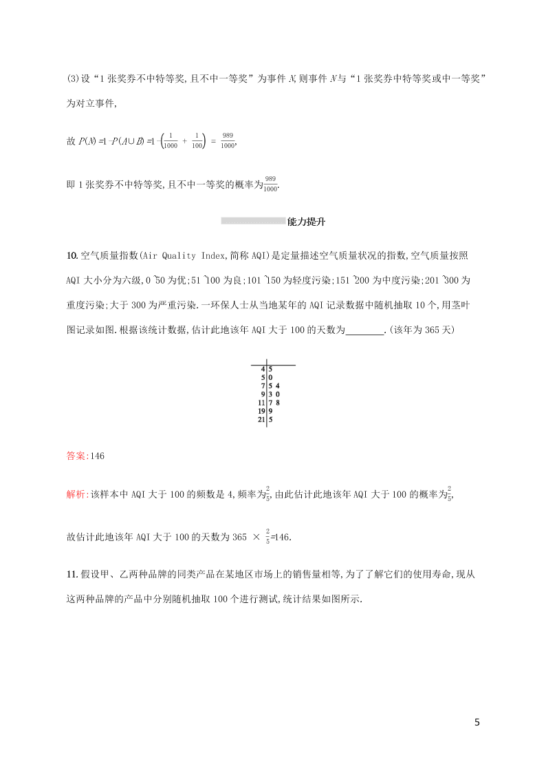 2021高考数学一轮复习考点规范练：60随机事件的概率（含解析）