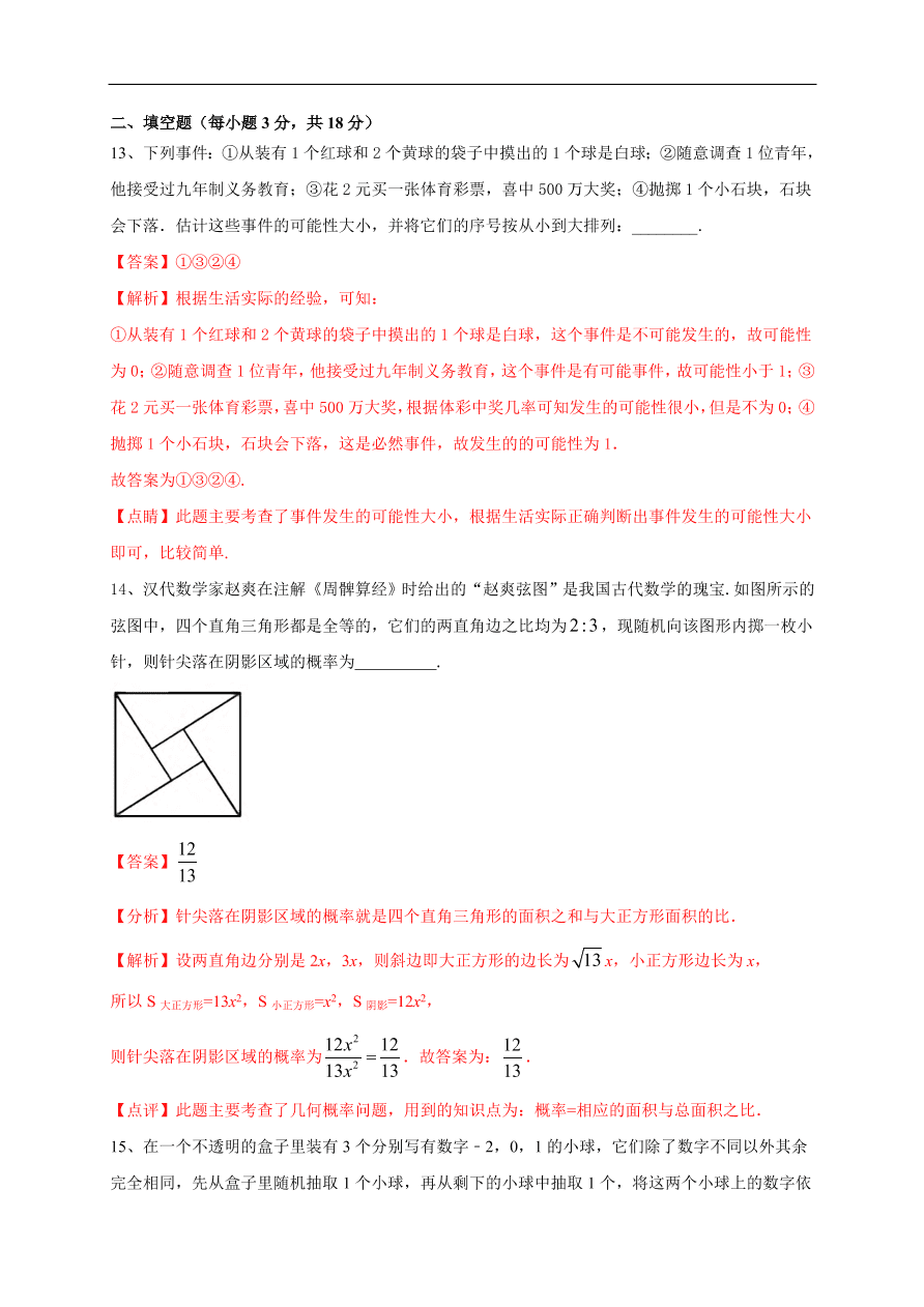 2020-2021学年初三数学第二十五章 概率初步（能力提升）