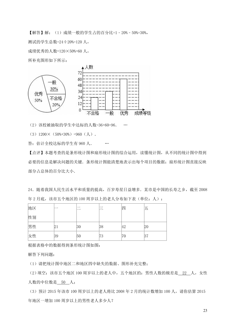 七年级数学上册第5章数据的收集与统计图单元测试卷2（湘教版）