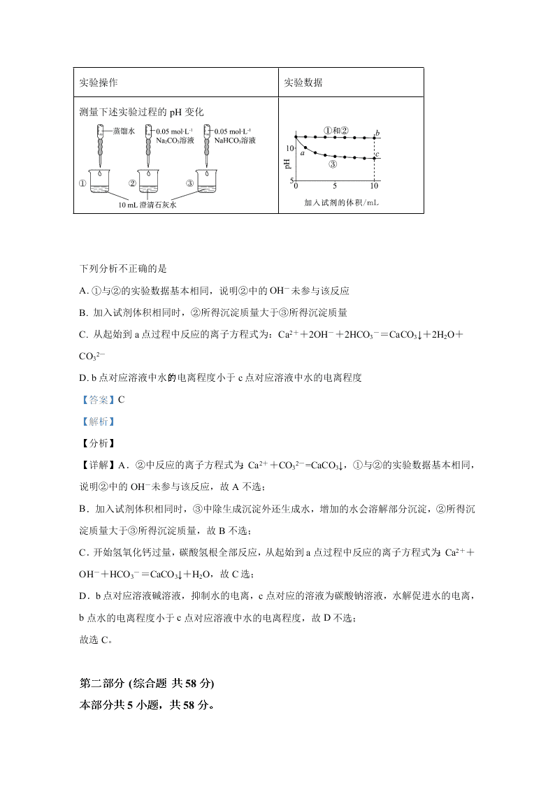 北京市东城区2020届高三化学第二次模拟试题（Word版附解析）