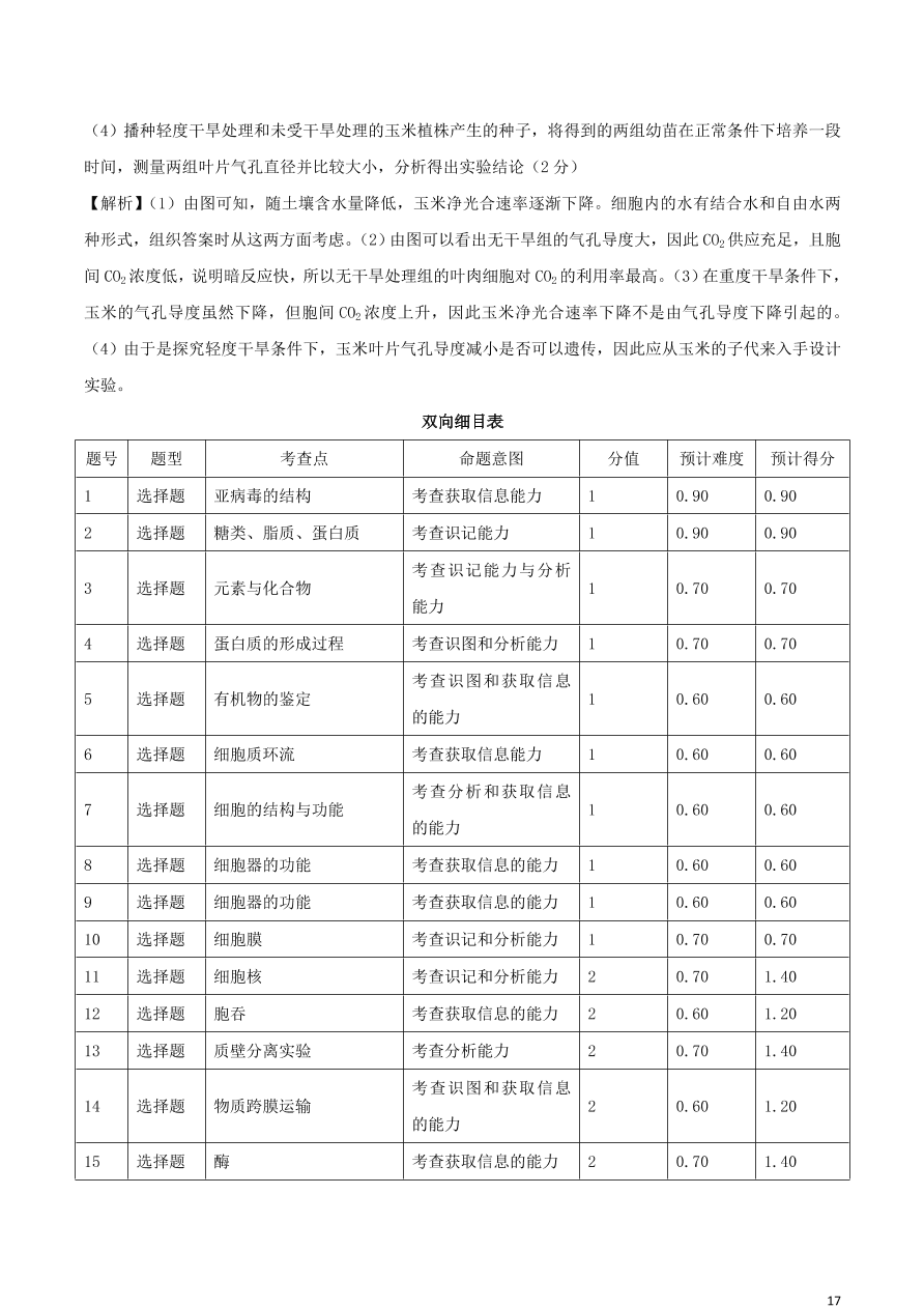 河南省平顶山市2021届高三生物10月阶段测试试题