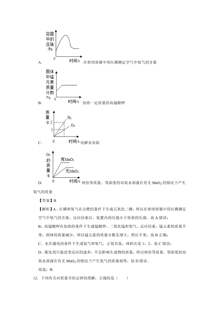 2020-2021学年人教版初三化学上学期单元复习必杀50题第五单元 化学方程式