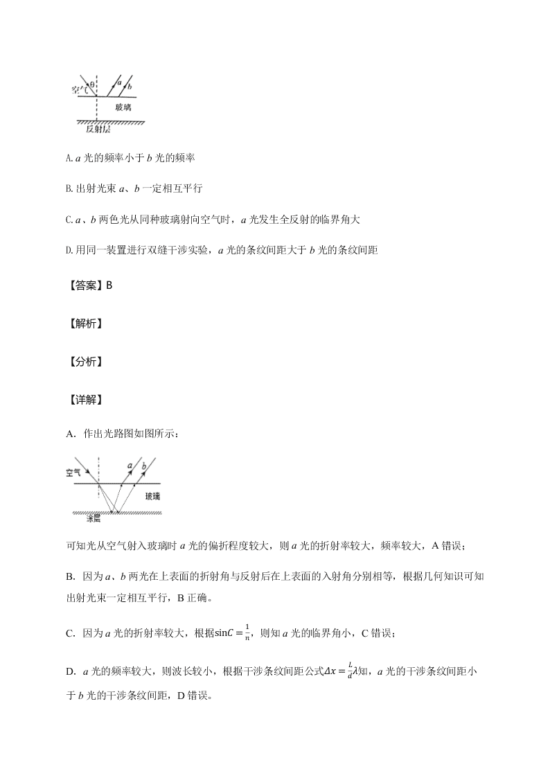 人教版高二物理暑假专练：波动光学（word版含答案）