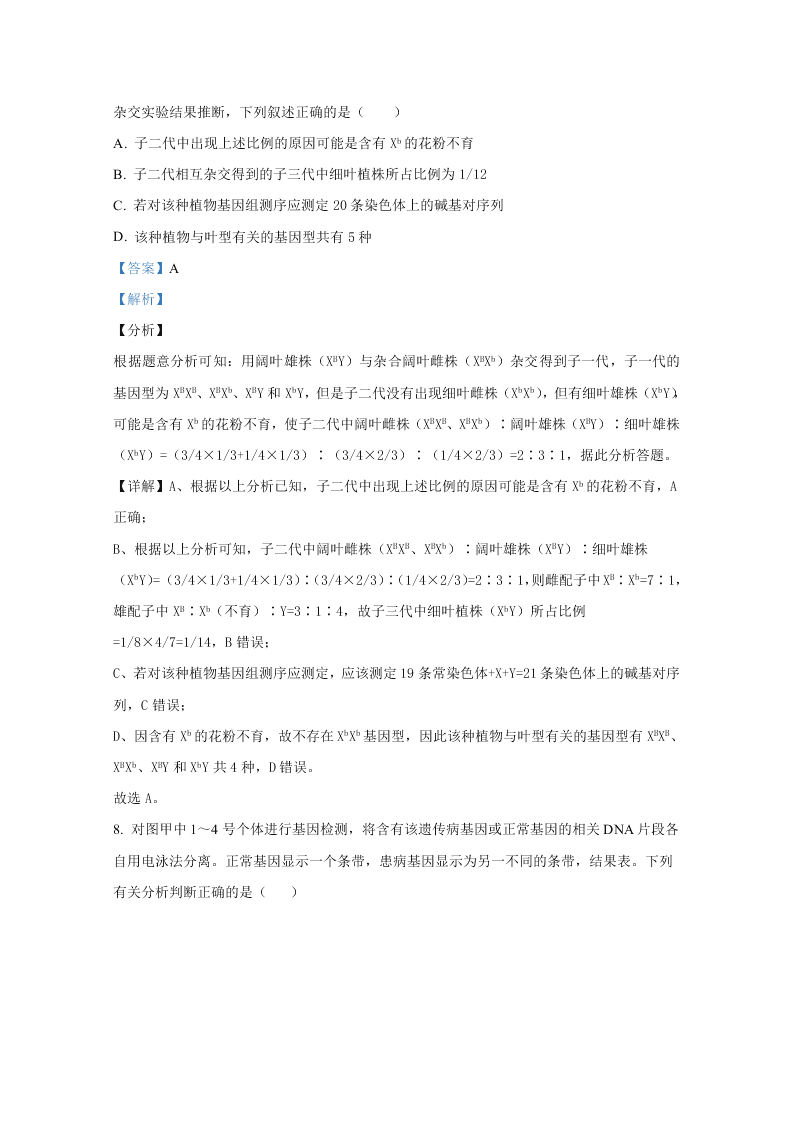 山东省聊城市九校2020-2021高二生物上学期开学联考试题（Word版附解析）