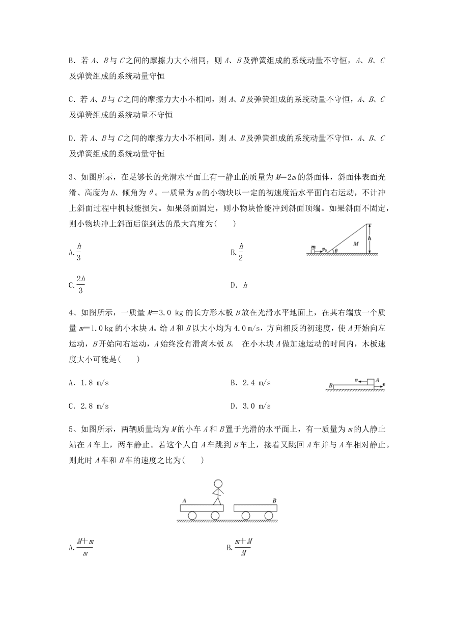 2020-2021学年高三物理一轮复习易错题07 动量守恒定律